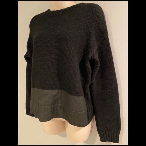 ARMANI EXCHANGE CROP KNIT SWEATER FAUX LEATHER M - Picture 3 of 6